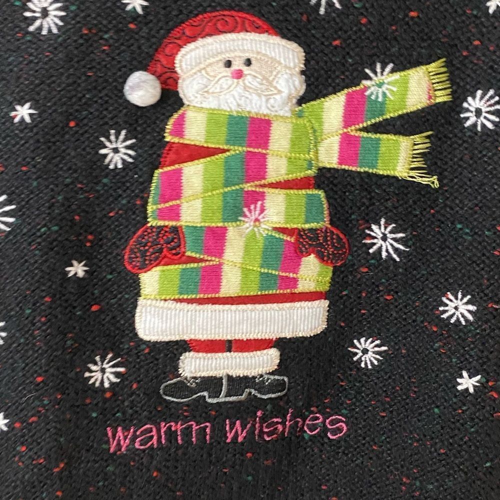 Christopher & Banks Women's S Black Santa Christmas Pullover Sweater - Picture 9 of 10